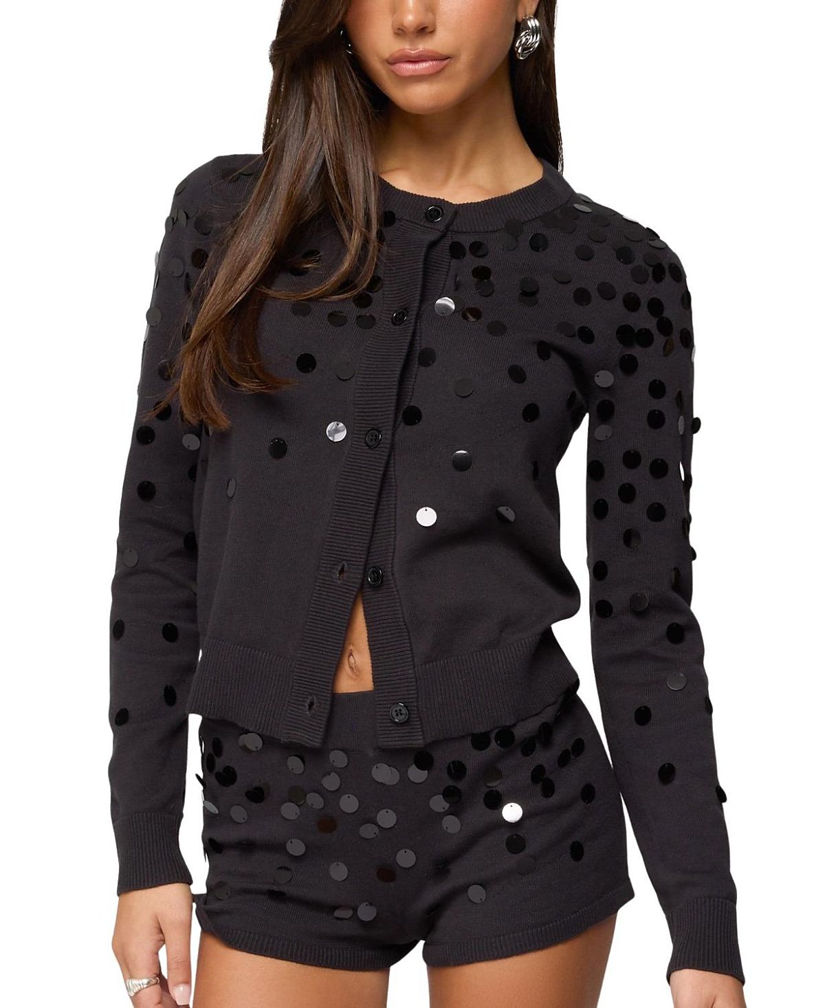 Edikted Cierra Sequin Knit Cardigan