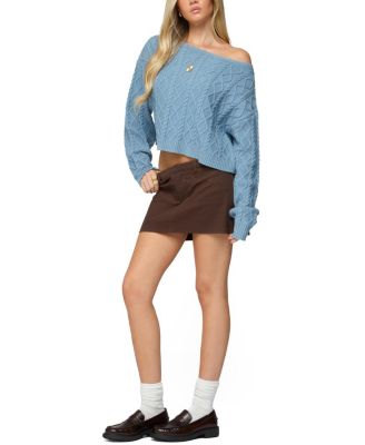 Oversized Off Shoulder Cable Knit Sweater