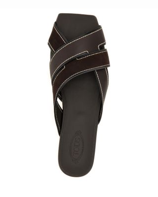 Women's Leather & Suede Slide Sandals