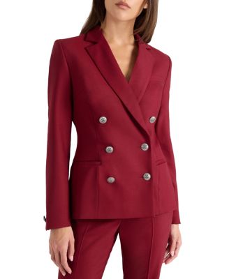 Quinn Double Breasted Jacket in Lightweight Virgin Wool Stretch