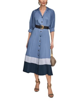 Colorblocked Belted Shirtdress