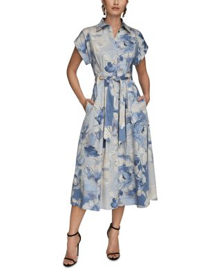 Tie Front Cap Sleeve Shirtdress