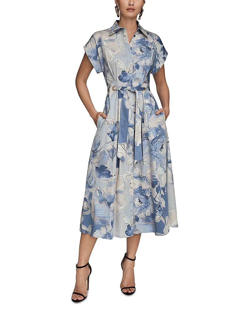 Donna Karan Tie Front Cap Sleeve Shirtdress