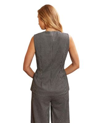 Round Neck Houndstooth Waistcoat