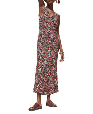 Sleeveless Ditsy V-Neck Midi Dress