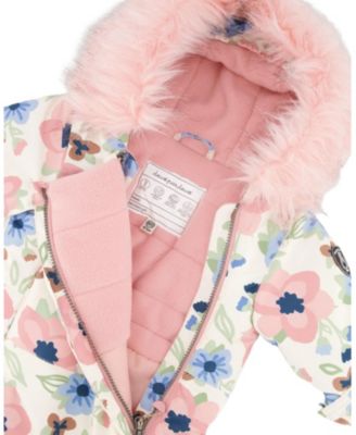 Girls' One-Piece Play Snowsuit Designed for Car Seat Flower - Baby, Little Kid