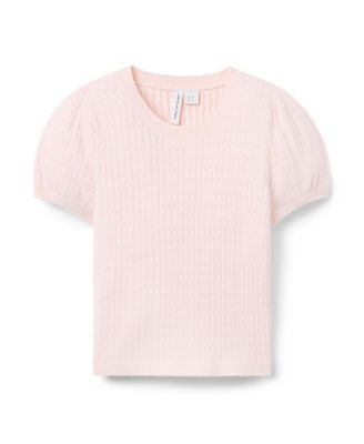 Girls' Pointelle Puff Sleeve Top - Baby, Little Kid, Big Kid