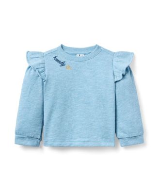 Girls' Embroidered Ruffle Shoulder Sweatshirt - Baby, Little Kid, Big Kid