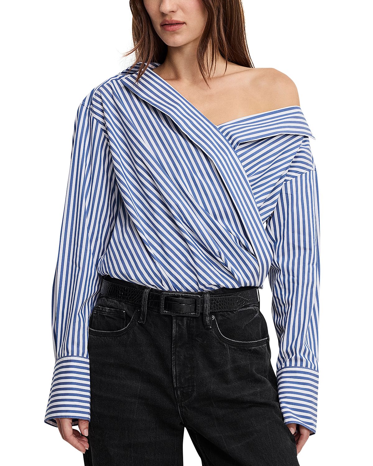 Good American Off Shoulder Poplin Bodysuit