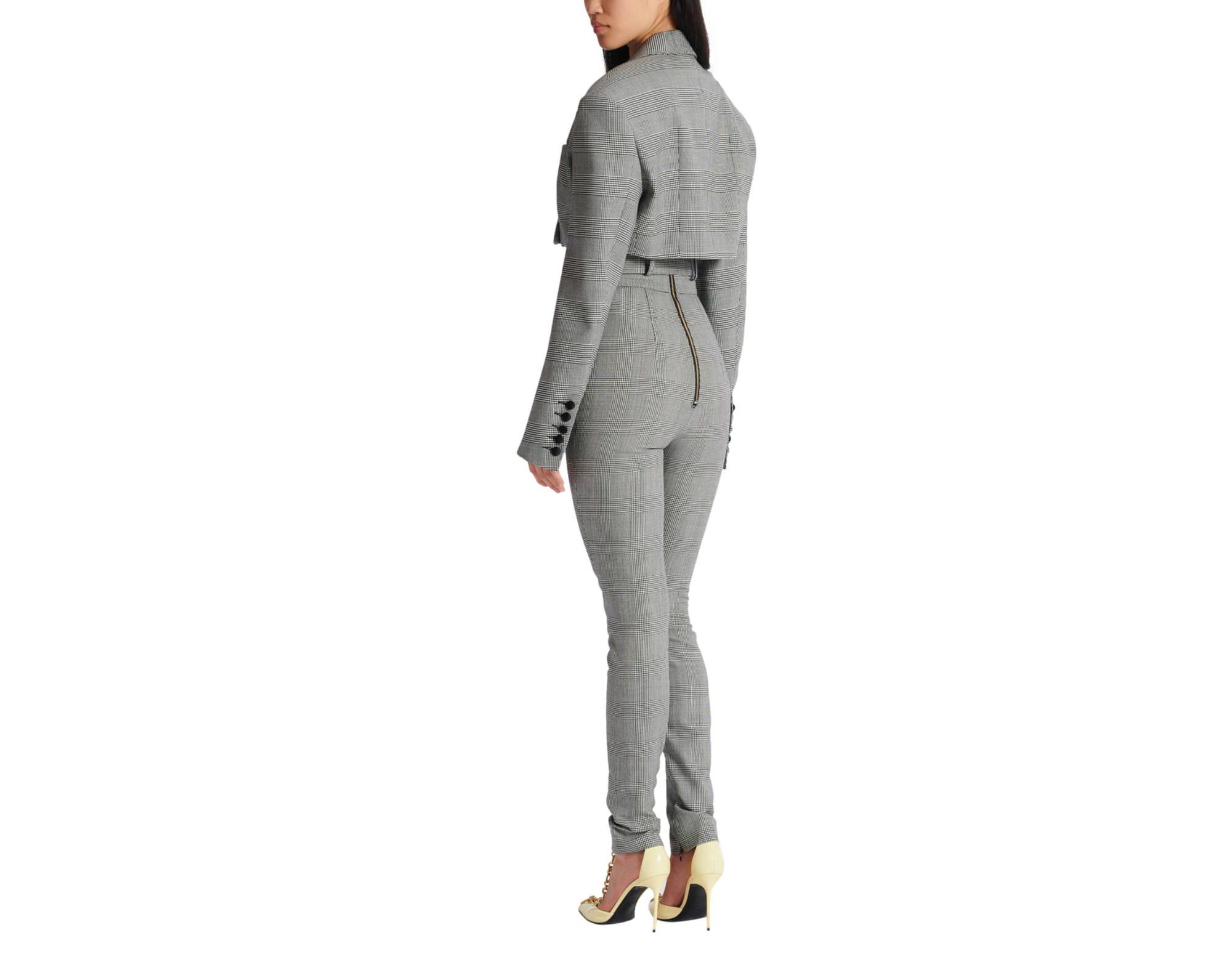 Cropped Jacket in Prince of Wales Jacquard — Image 4