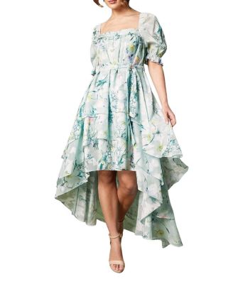 Short Sleeve Printed Chiffon Midi Dress