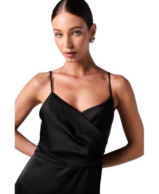 Wrap Waist Satin Cami Bridesmaids Dress