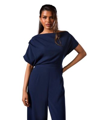 Petite Pleat Off The Shoulder Jumpsuit