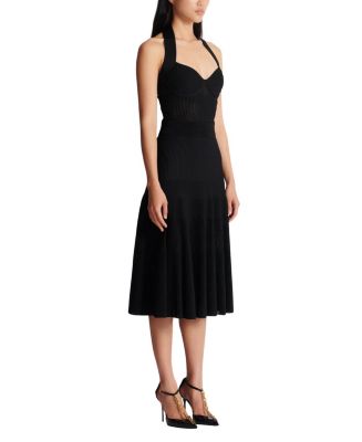 knit ponte midi dress CLARE 3/4 SLEEVE WIDE NECK DRESS IN PONTE KNIT Black / 2