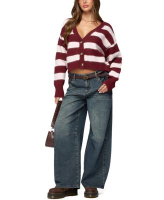 Kaz Striped Knit V Neck Cardigan