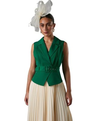 Sleeveless Crepe Pleated Midi Dress