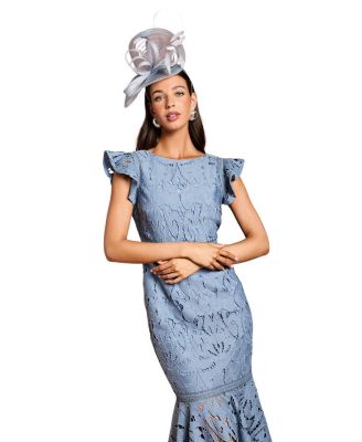 Frill Sleeve Lace Flute Hem Dress