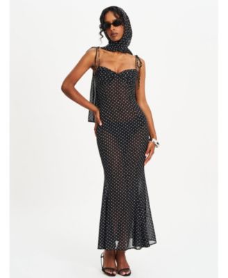 Yadira Polka Dot Chiffon Maxi Dress