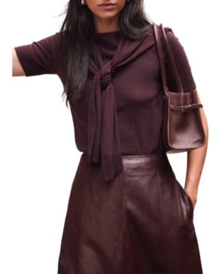  Women's Cotton Blend Scarf Detail Knit Top