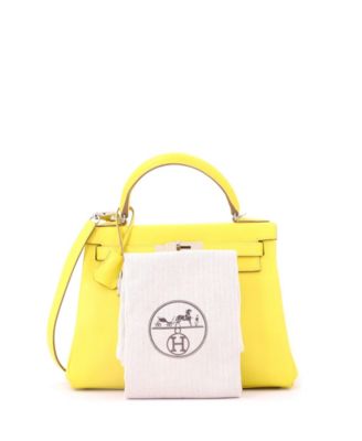 Kelly 28 Handbag Yellow Evercolor with Palladium Hardware