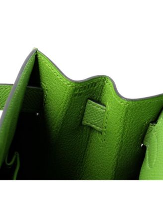 Kelly 28 Handbag Green Epsom with Palladium Hardware