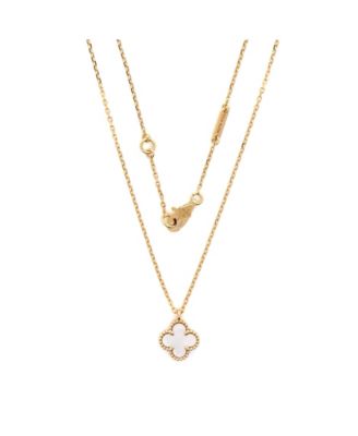  Sweet Alhambra Pendant Necklace 18K Gold and Mother of Pearl, 15.25 - 16"