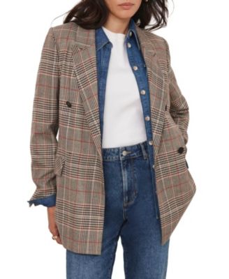 Women's Checked Double Breasted Blazer