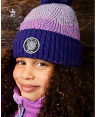 Girls' Lined Knit Pompom Hat Stripes - Baby, Little Kid, Big Kid