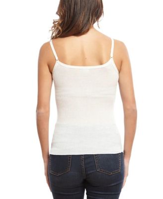  Ribbed Wool & Silk Scoop Neck Camisole