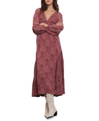  Women's Floral Design Midi Dress