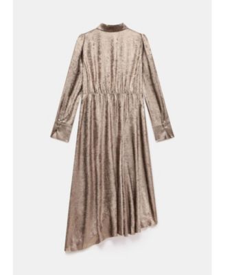 Women's Metallic Midi Shirt Dress