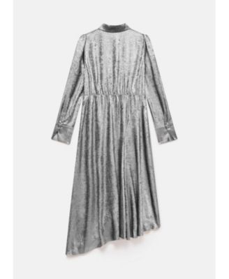 Women's Metallic Midi Shirt Dress
