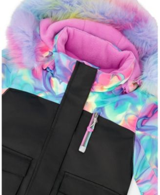  Girls' Two-Piece Play Heart and Colorblocked Snowsuit - Big Kid