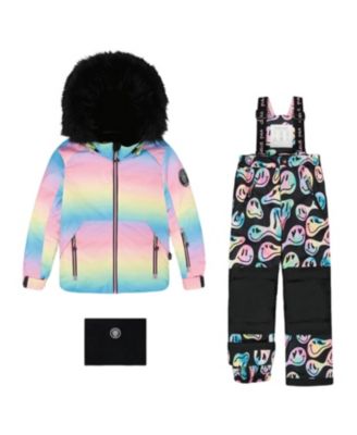 Girls' Two-Piece Smiley Face Play Snowsuit - Little Kid