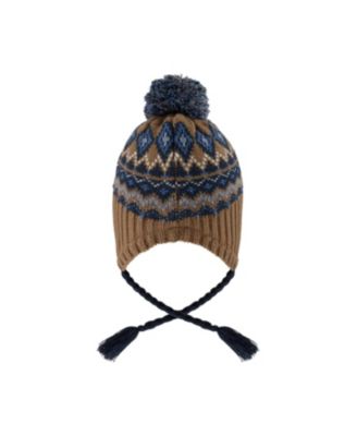  Boys' Lined Peruvian Knit Pompom Hat - Little Kid, Big Kid
