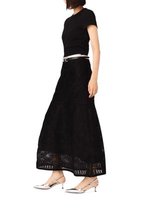 Embroidered Basket Weave Knit Skirt