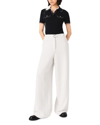 Wide Leg Tweed Pants