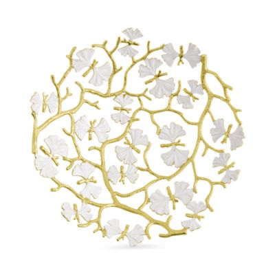 Butterfly Gingko Gold Tone Bread Basket