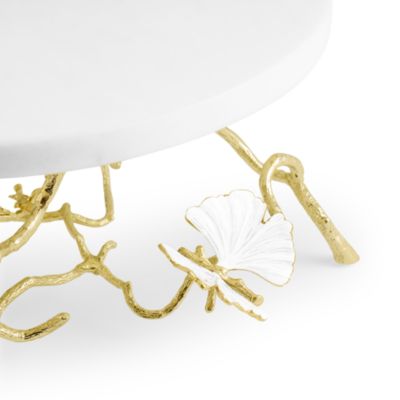 Butterfly Gingko Gold Tone Cake Stand