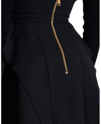 High-Waisted Grain De Poudre Skirt