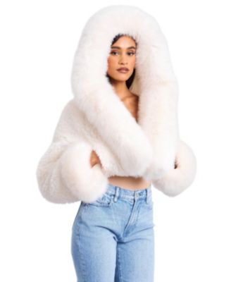 Kali Cropped Faux Fur Jacket with Hood
