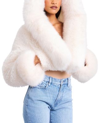Kali Cropped Faux Fur Jacket with Hood