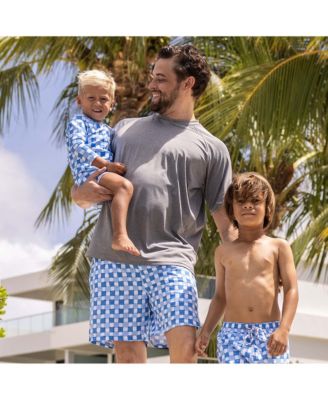 Boys' Ocean Grid Long Sleeve Sunsuit - Baby