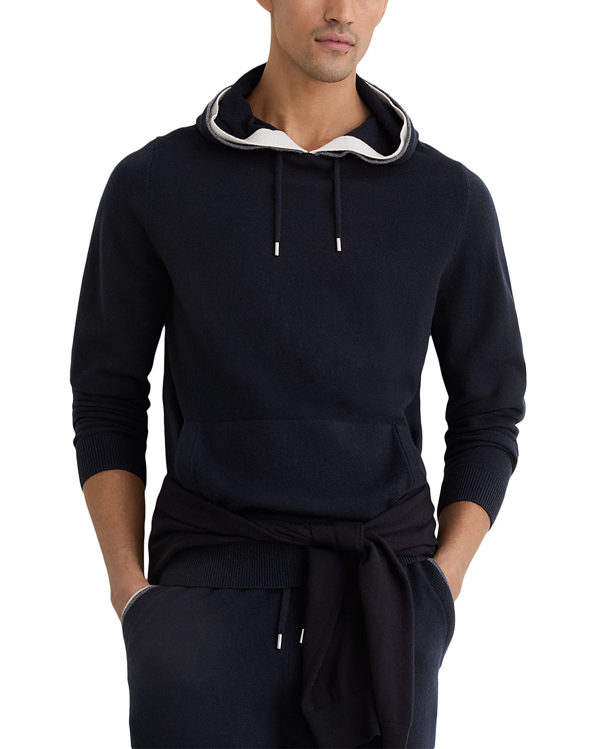Reiss Falmer Long Sleeve Merino Tipped Hoodie