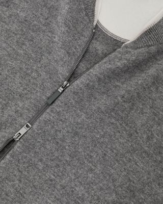 Clifford Long Sleeve Zip Through Tipped Collar Merino Bomber Jacket