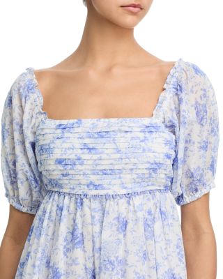 Floral Toile Puff Sleeve Mini Dress - Exclusive
