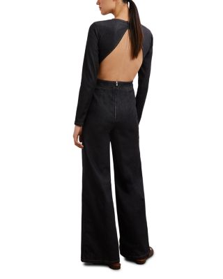 Sanata Long Sleeve Wide Leg Denim Jumpsuit