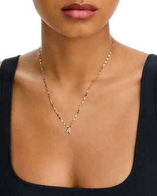 14K Yellow Gold Diamond Initial A Pendant Necklace, 18"