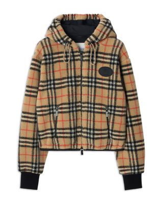 Fiona Cropped Check Fleece Hooded Jacket