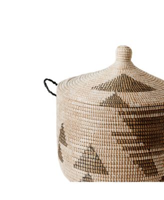  Dou Lid Graphic Print Low Storage Basket